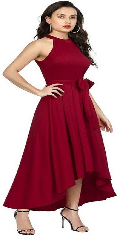 Women Fit and Flare Maroon Dress